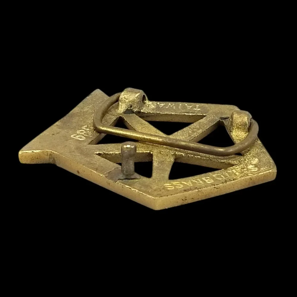 Belt Buckle Vintage Chrysler Pentastar Logo Solid Brass Gold Tone Automotive